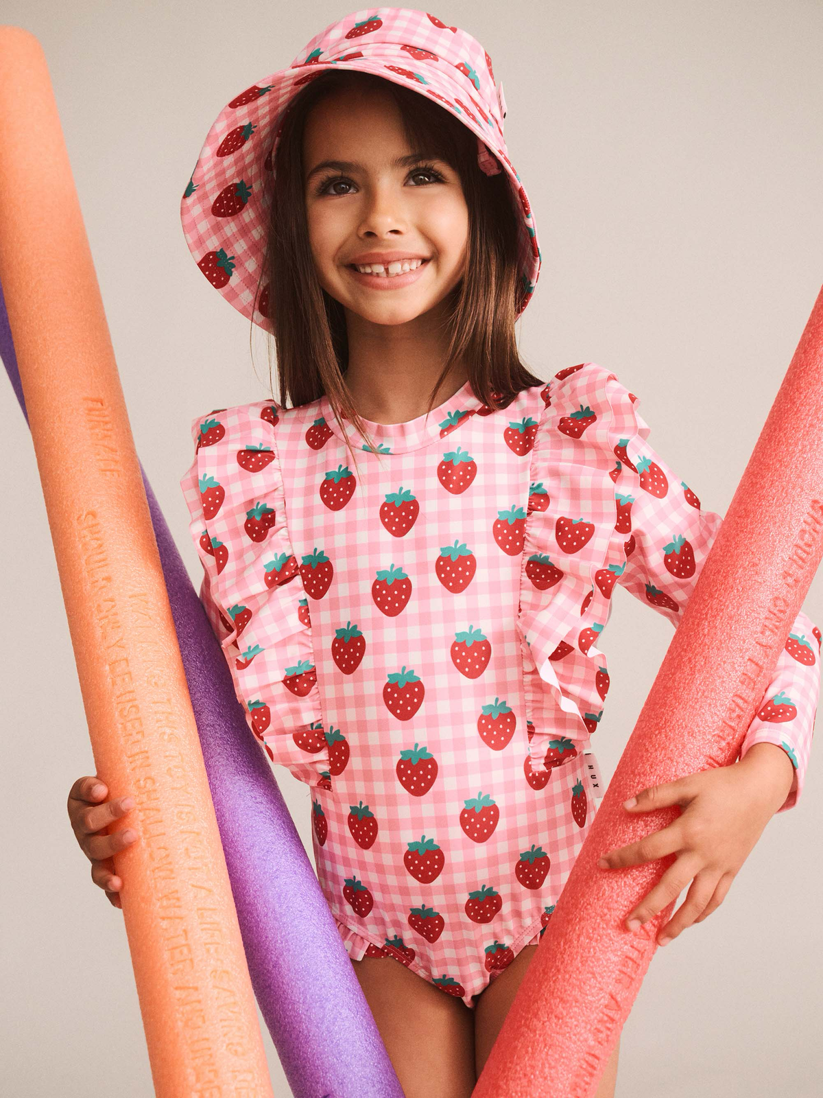 Strawberry Check Swim Hat