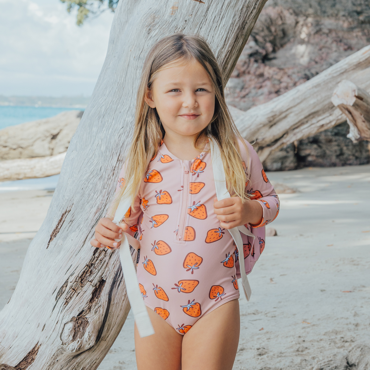Long Sleeve Swimsuit || Strawberry Splash
