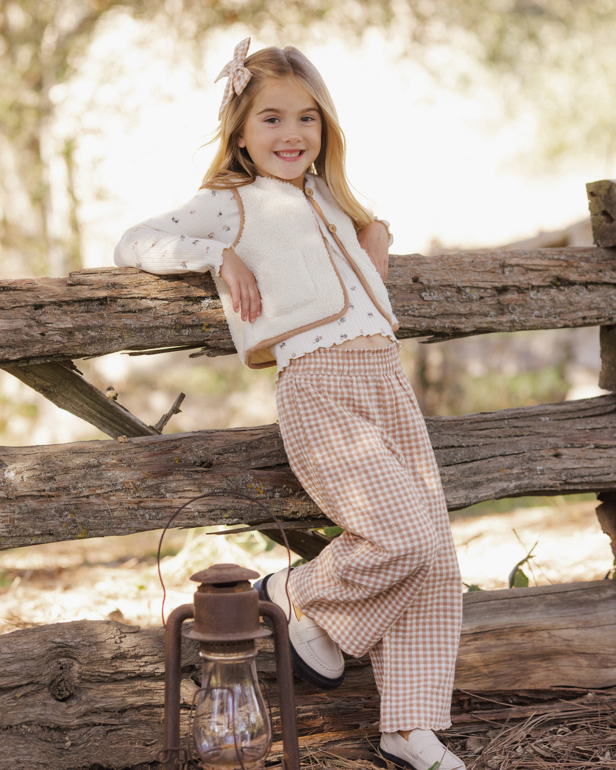 Wide Leg Pant || Fawn Gingham
