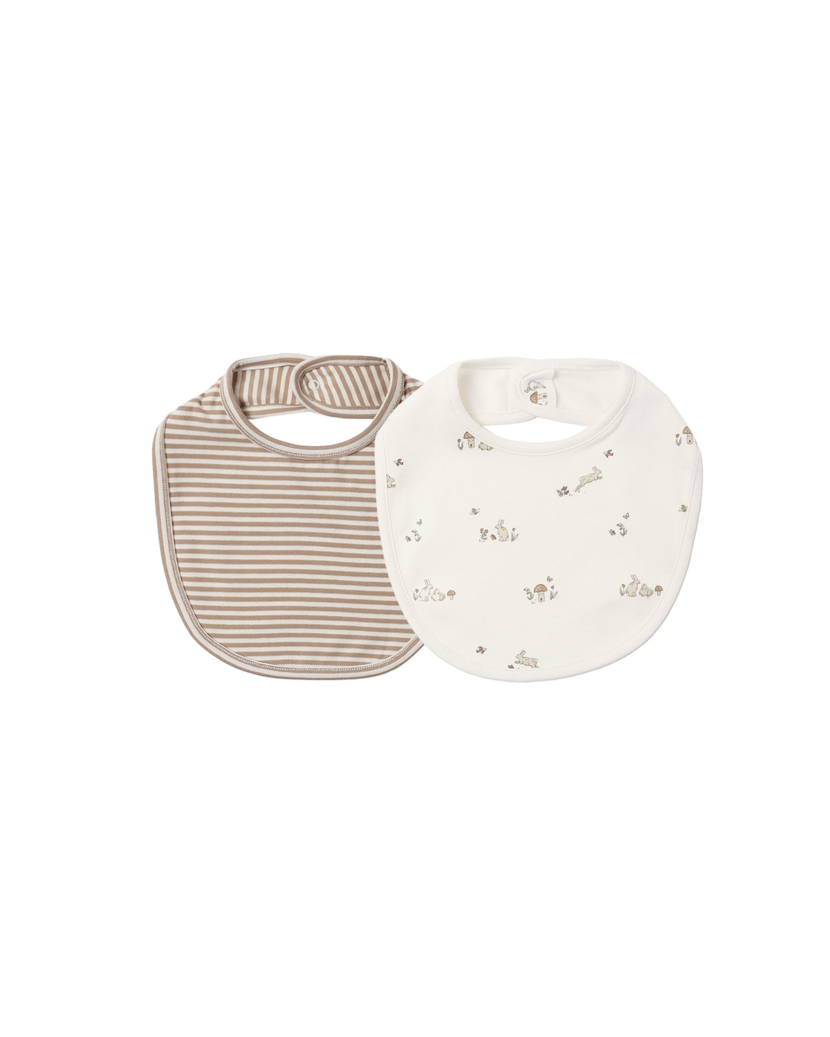 Jersey Snap Bib 2 Pack || Bunnies/Almond Stripe