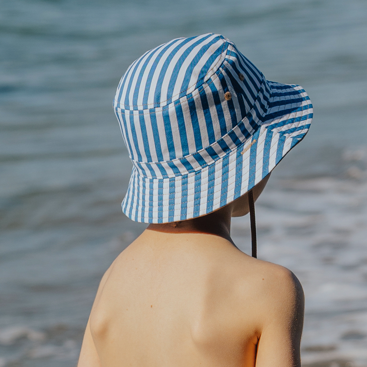 Reversible Bucket Hat || Deep Sea Stripe