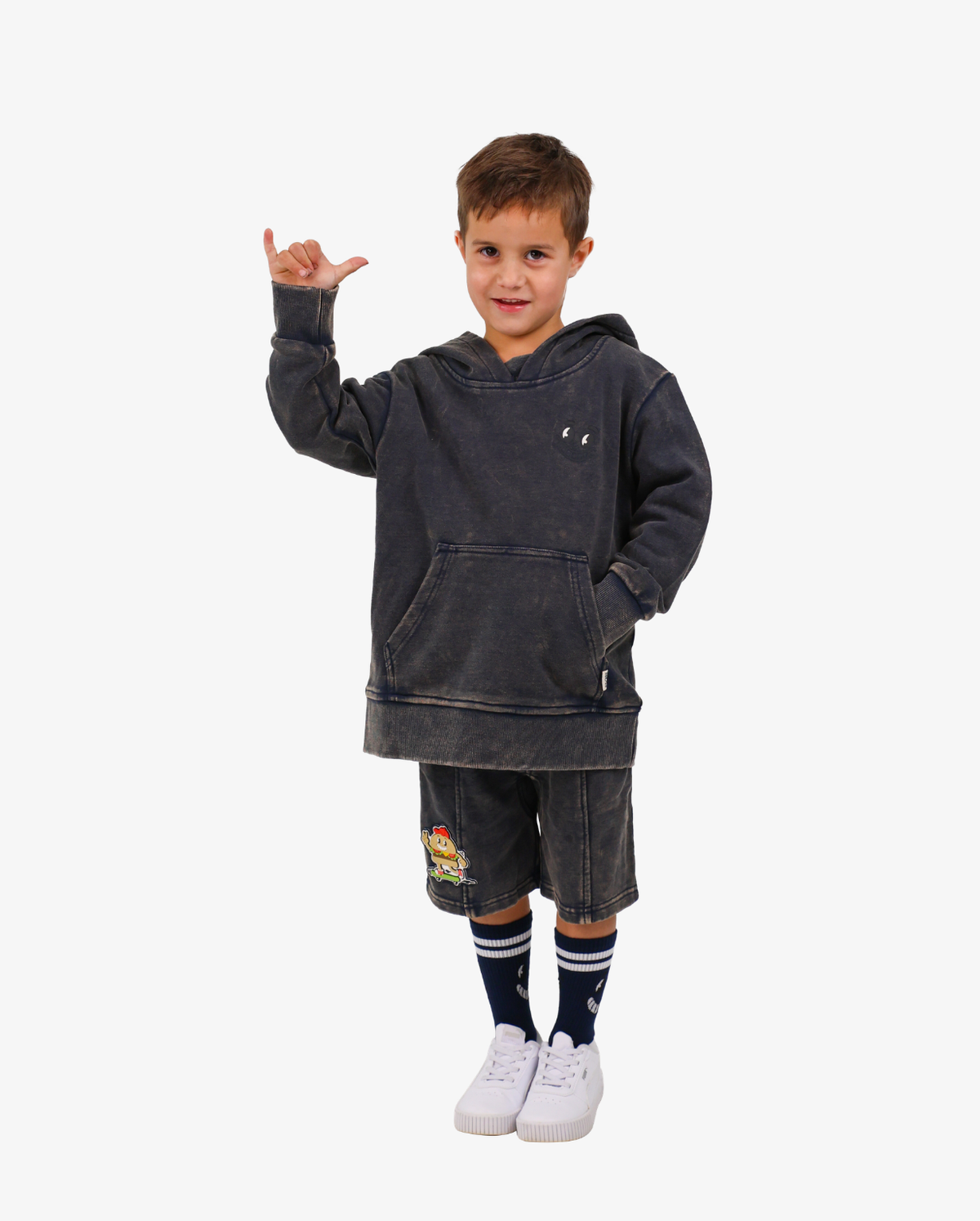 Navy Wash Burger Hoodie