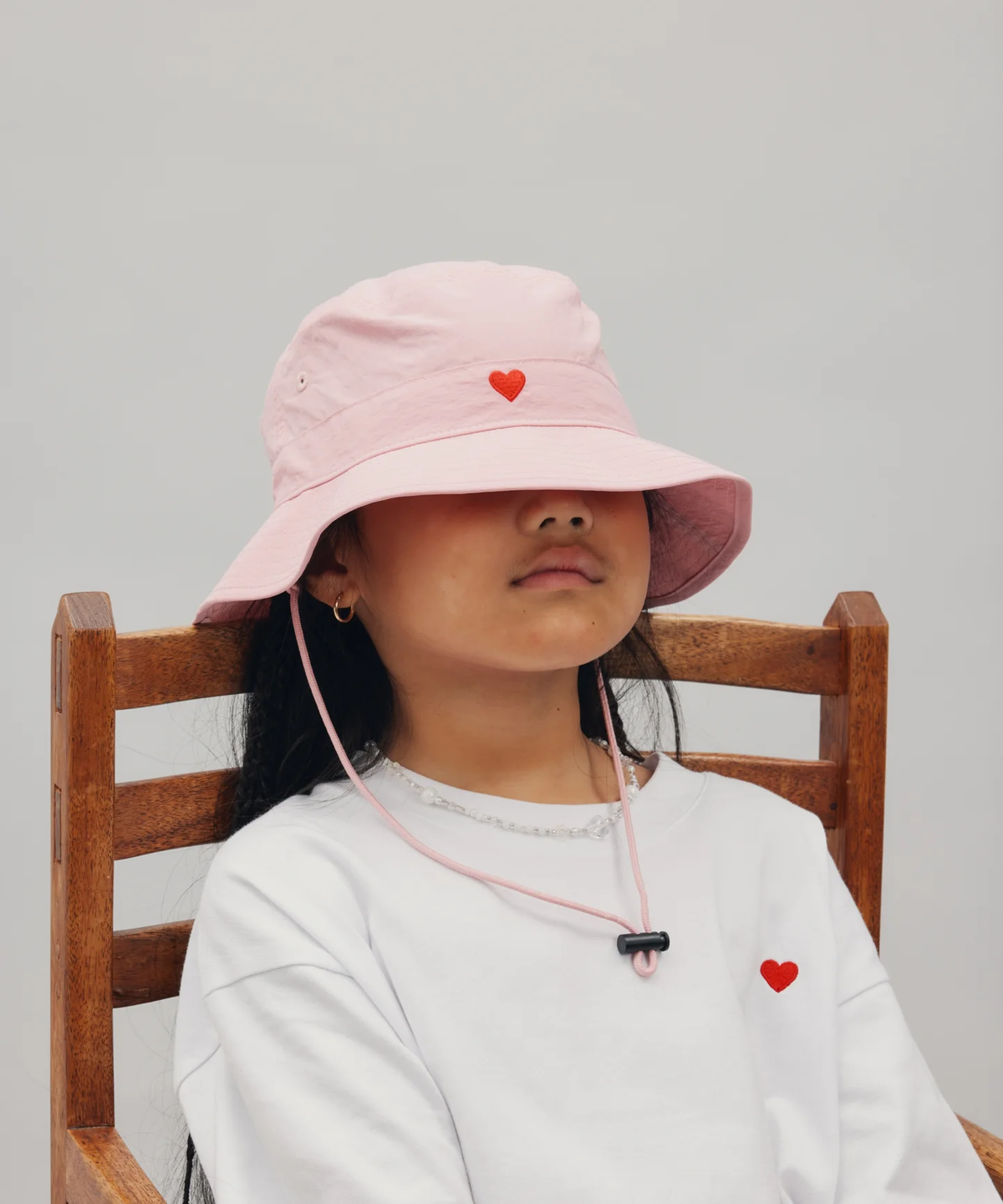 Nylon Heart Bucket Hat || Shell Pink