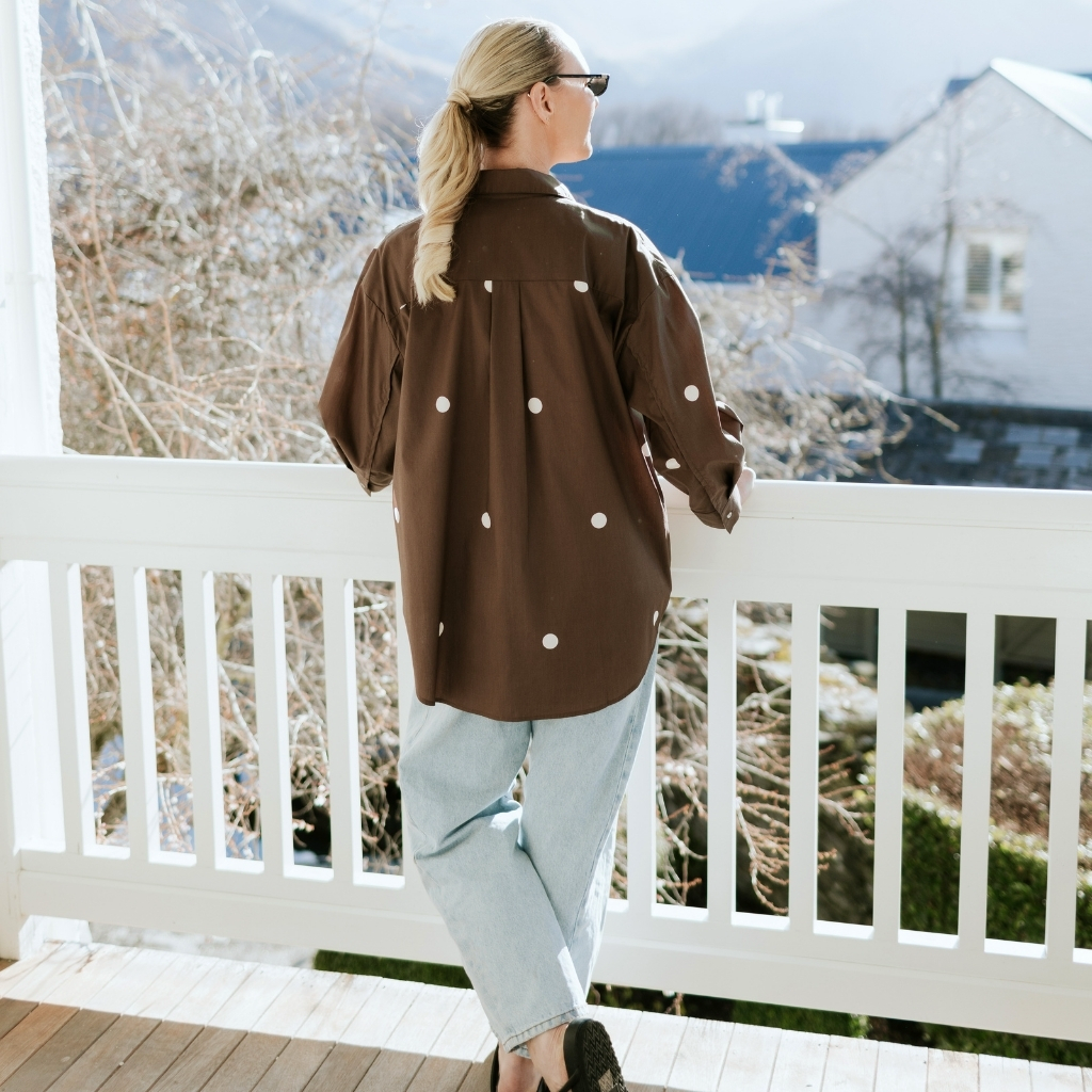 Amber -  Womens Oversized Shirt || Chocolate Spot