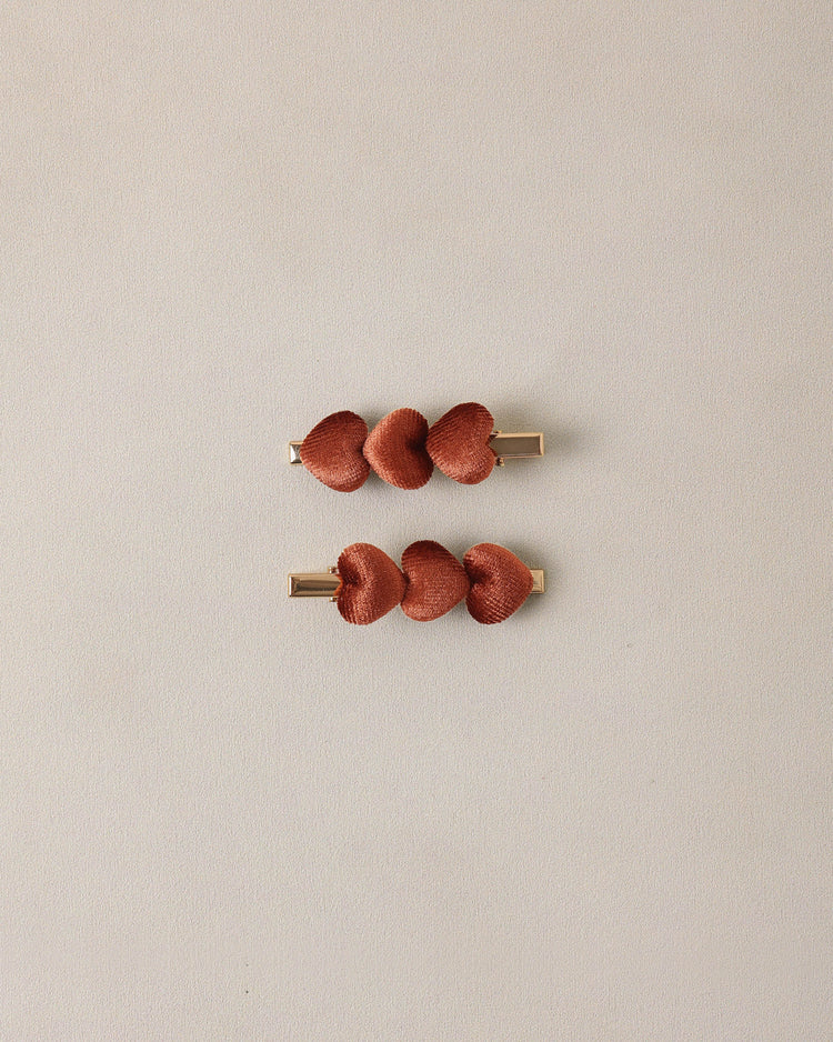 Velvet Heart Clips || Red