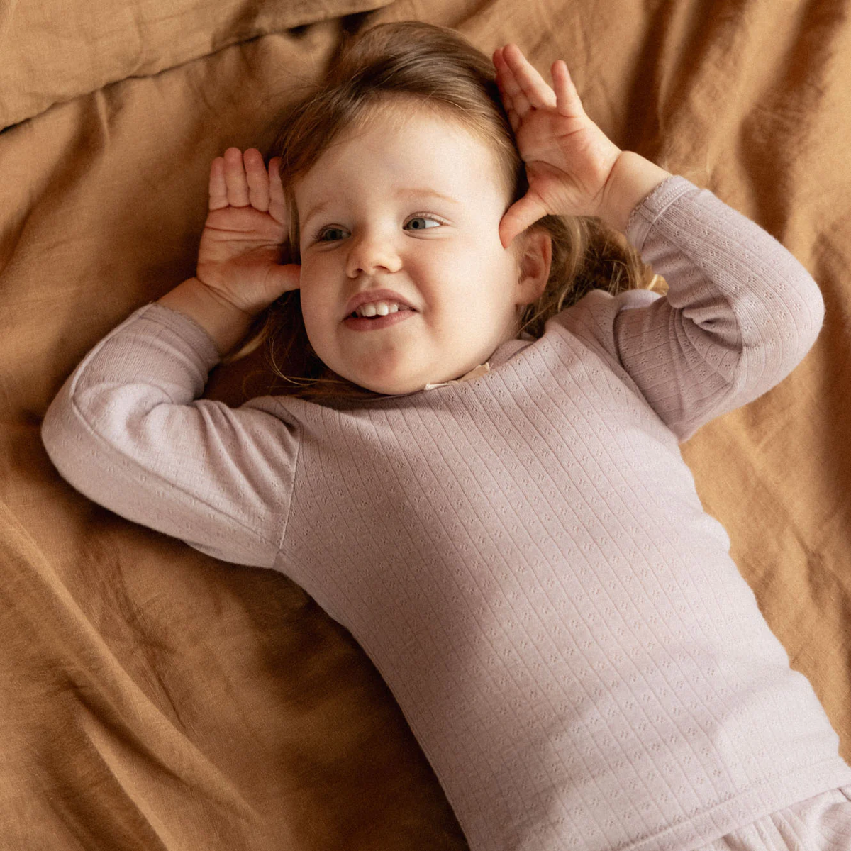 Merino Essentials Pointelle Long Sleeve Cloud Tee || Lilac