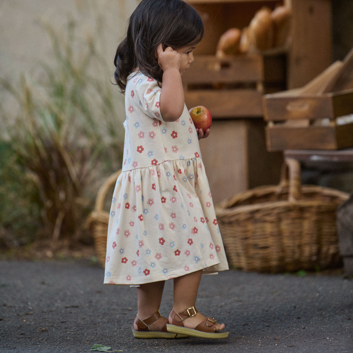 Saturday Dress || Petite Flora Stamp Print
