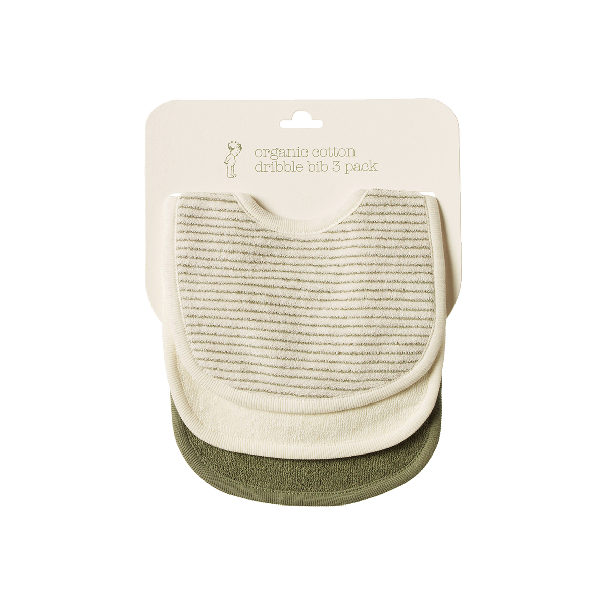 Dribble Bibs 3 Pack || Nettle Pinstripe, Natural, Nettle 0-6 Months