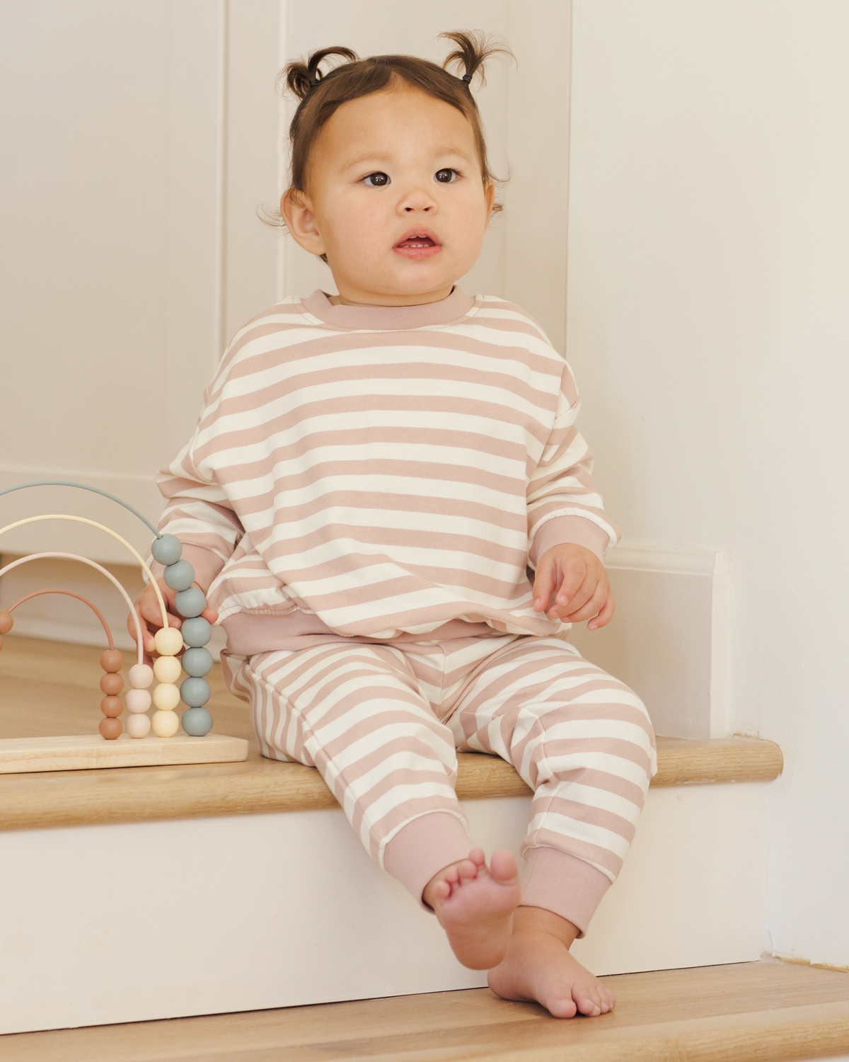 Relaxed Sweatpants || Pink Stripe
