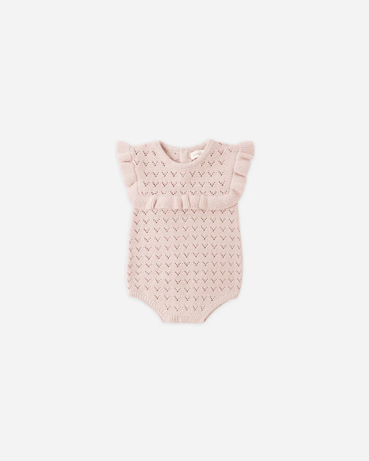 Pointelle Ruffle Romper || Blush