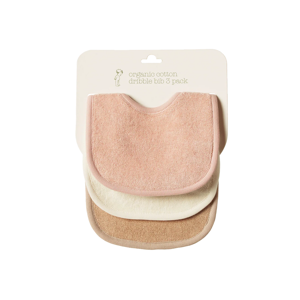 Dribble Bibs 3 Pack 0-6 Months || Rose Dust/Natural/Nougat