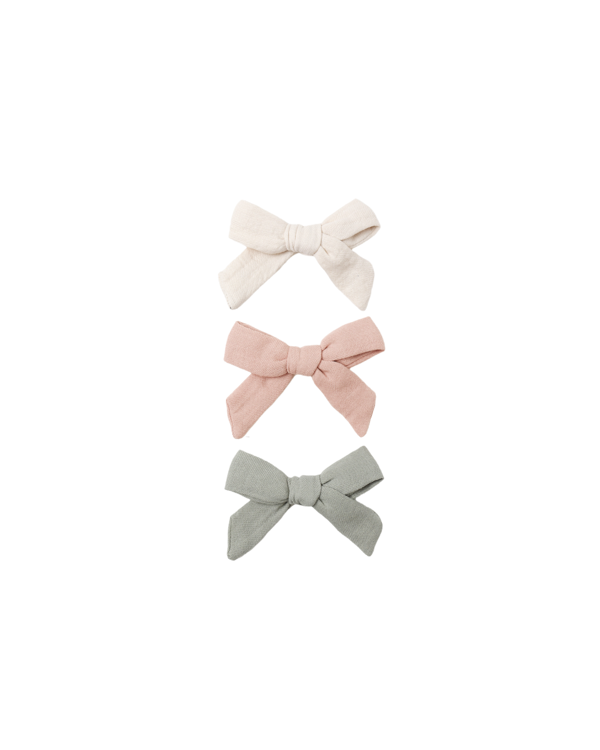 Bow w Clip Set of 3 || Natural/Fern/Rose