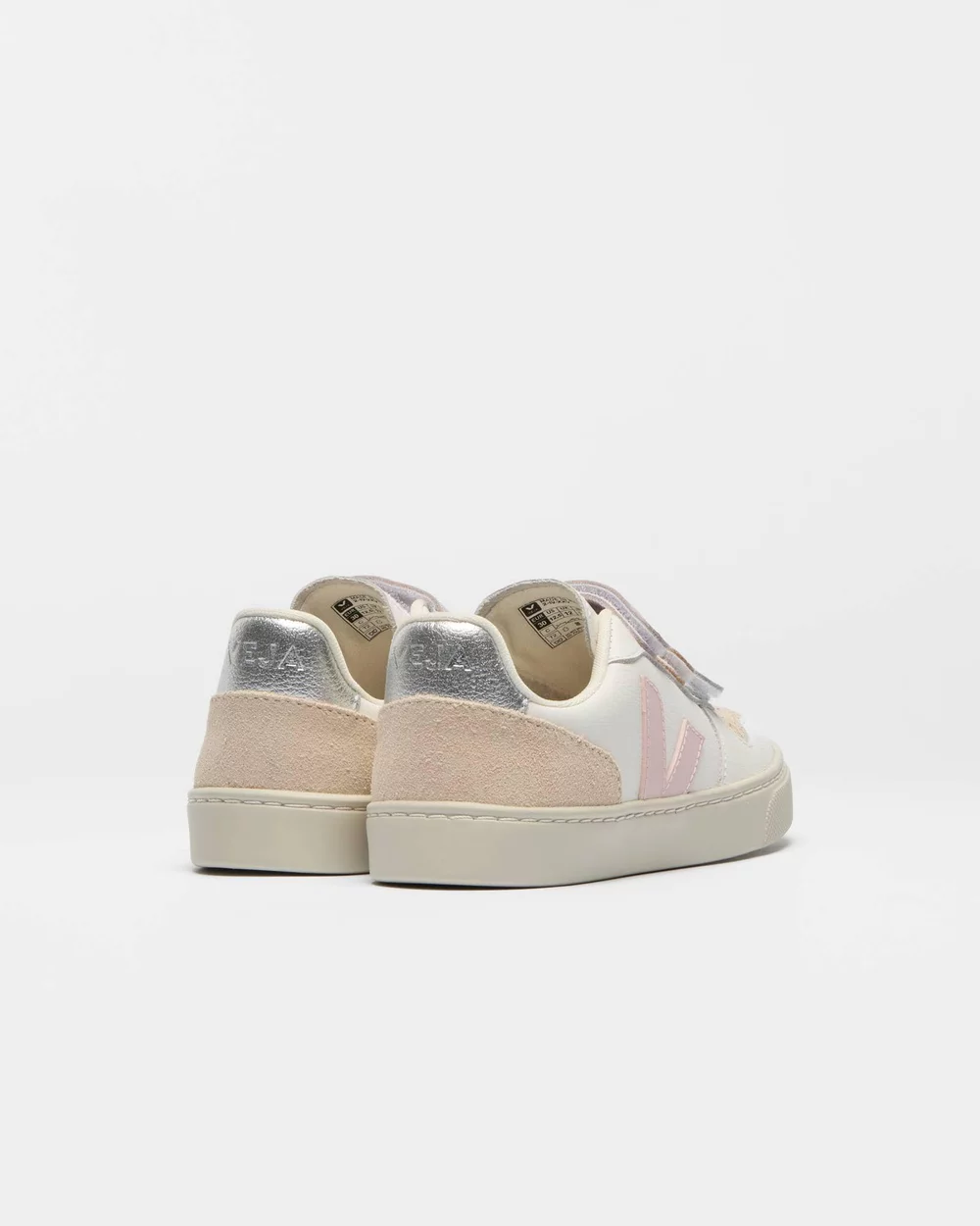 Small V-10 Leather Kids Sneaker || White Petale