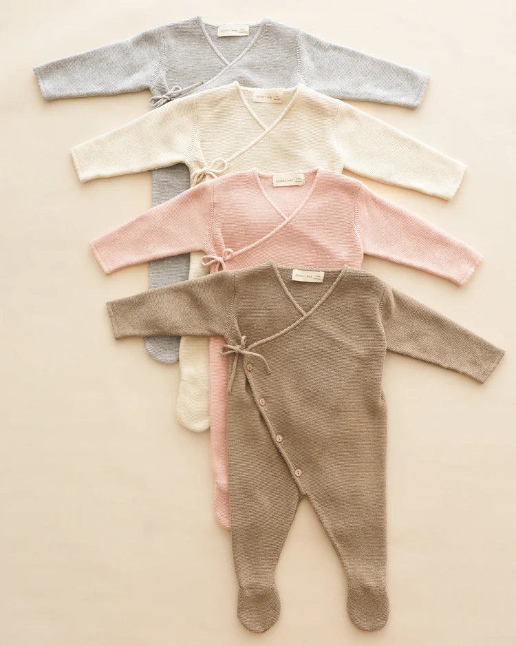 Wrap Knit Footie || Heathered Mocha