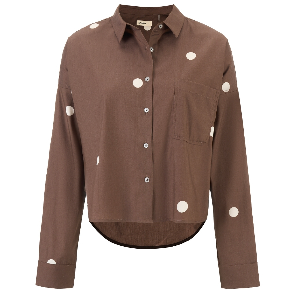 Alex - Womens Cropped Shirt || Chocolate Spot