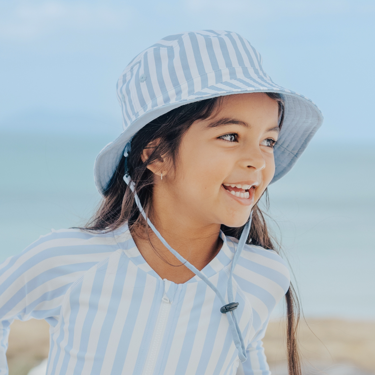 Reversible Bucket Hat || Sky Blue Stripe