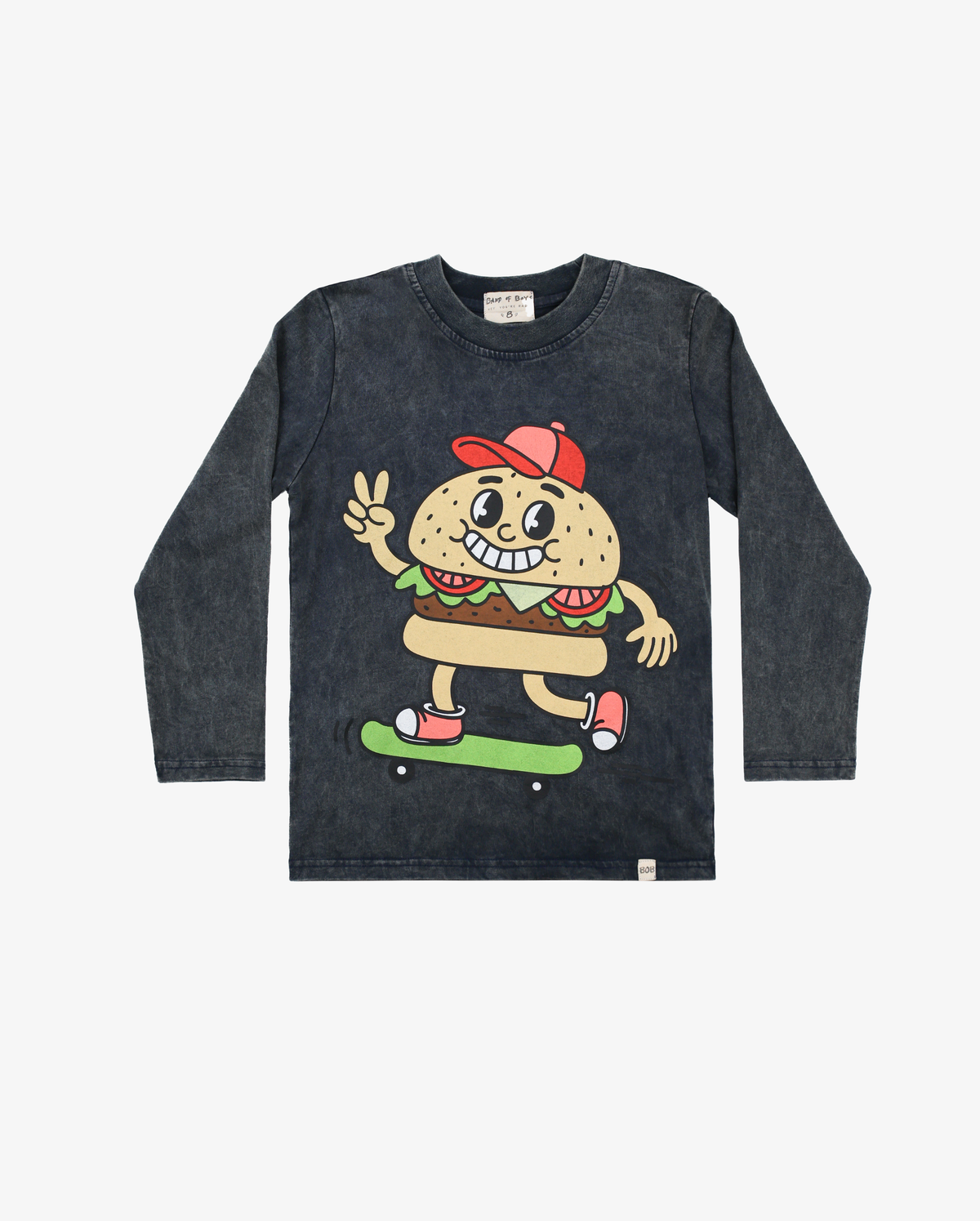 Navy Wash Burger Long Sleeve Tee