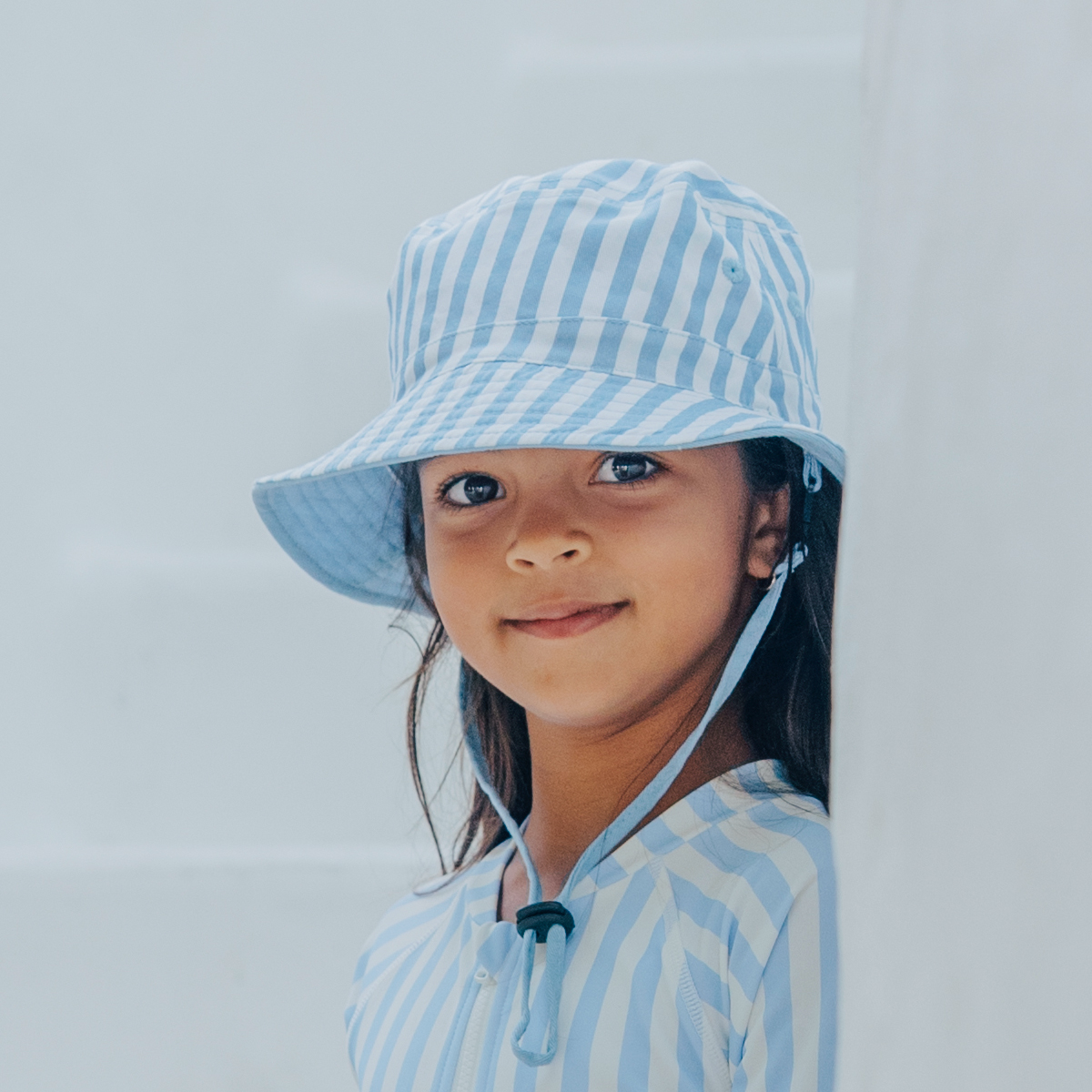 Reversible Bucket Hat || Sky Blue Stripe