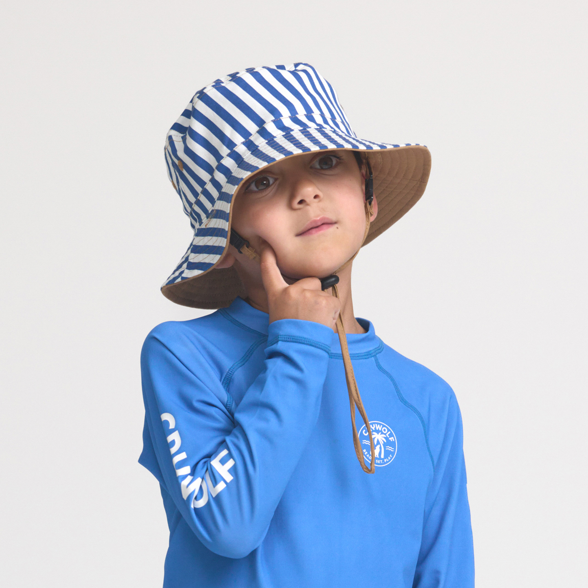 Reversible Bucket Hat || Deep Sea Stripe