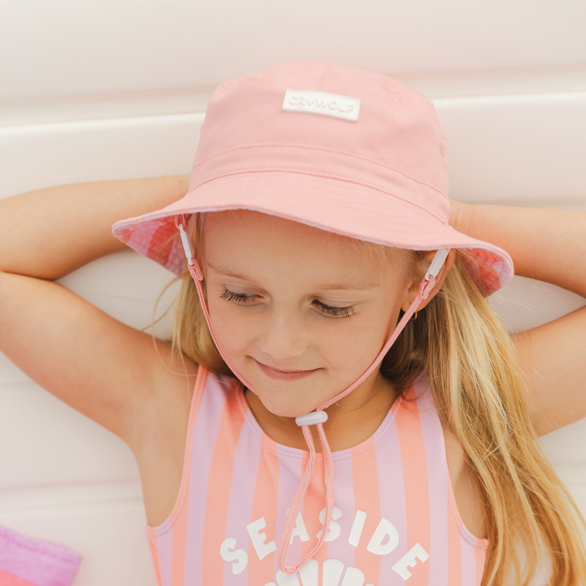 Reversible Bucket Hat || Flamingo Stripe