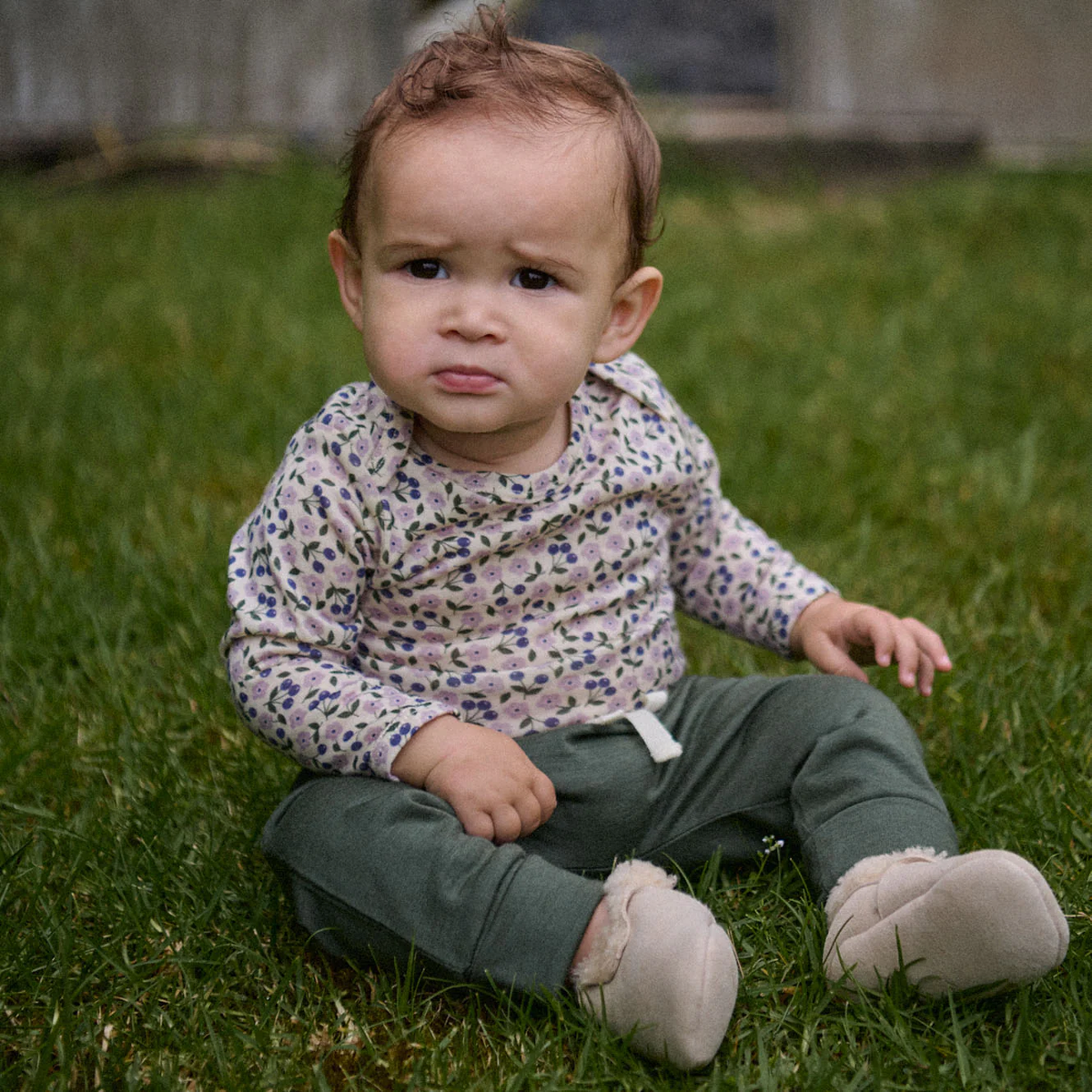 Merino Essentials Long Sleeve Bodysuit || Briarwood Lilac Print