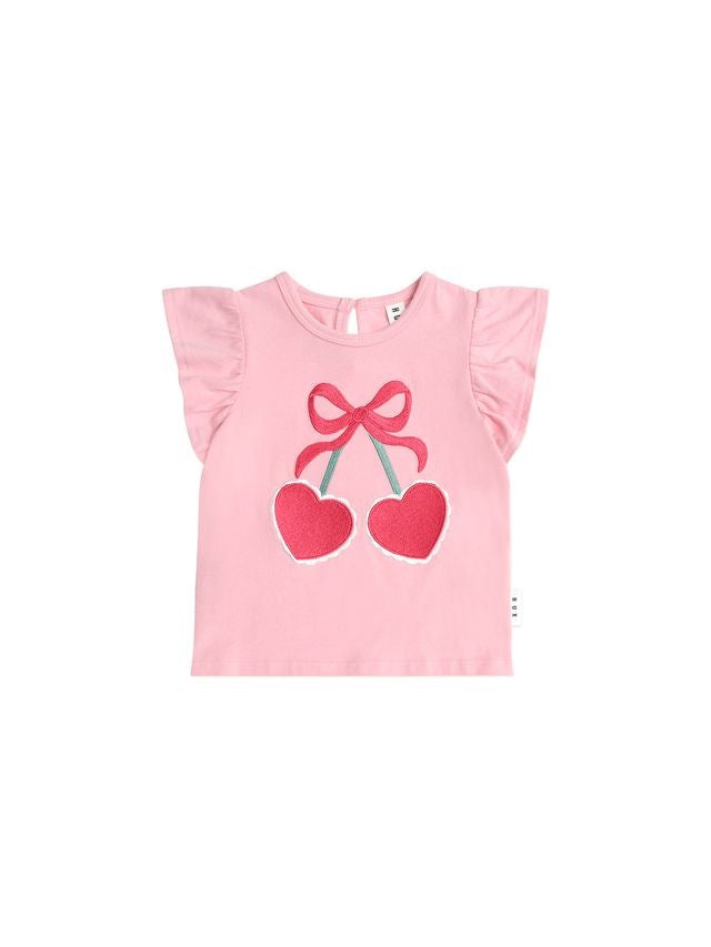 Cherry Heart Frill Tee || Apricot