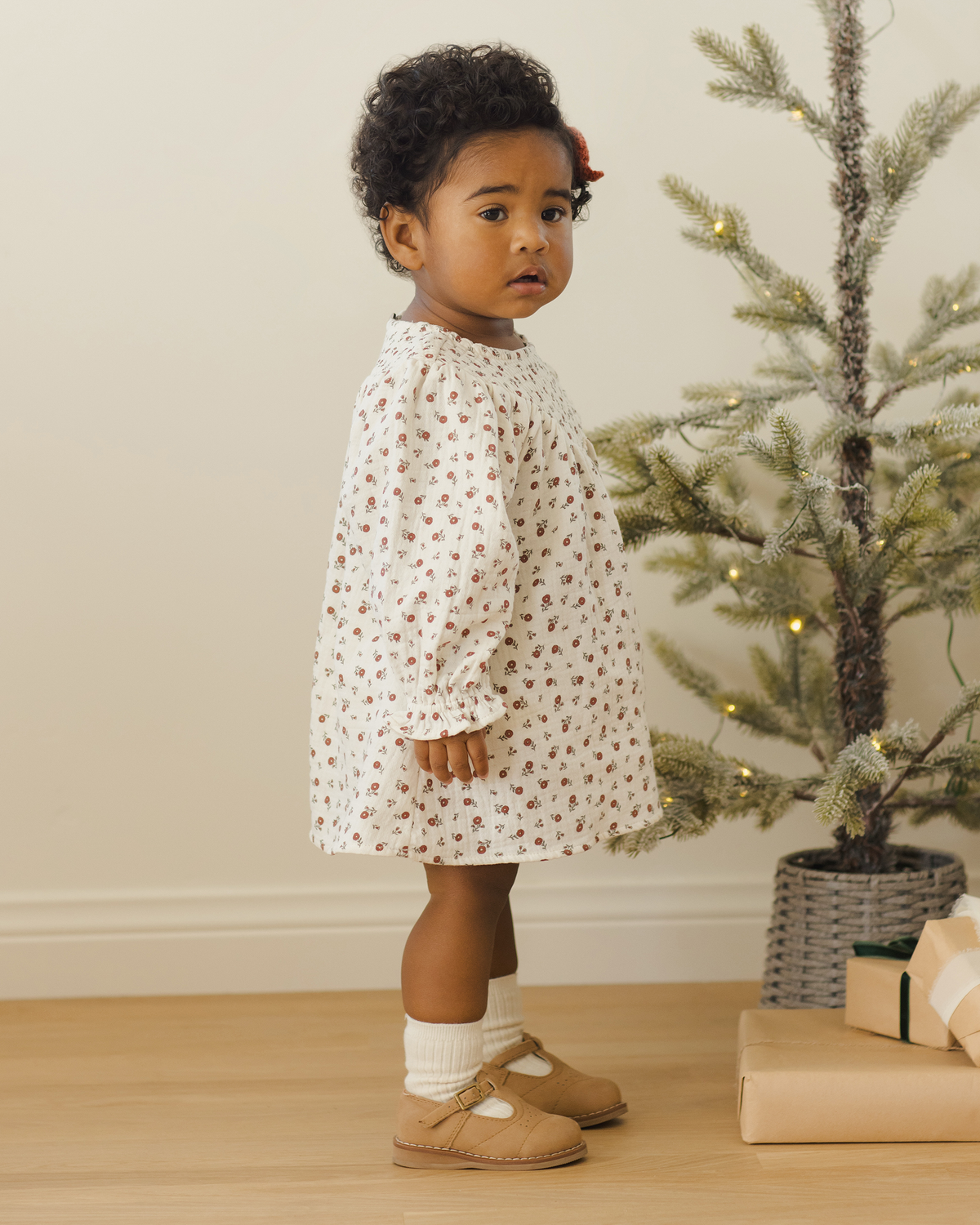 V Smocked Dress || Winter Ditsy