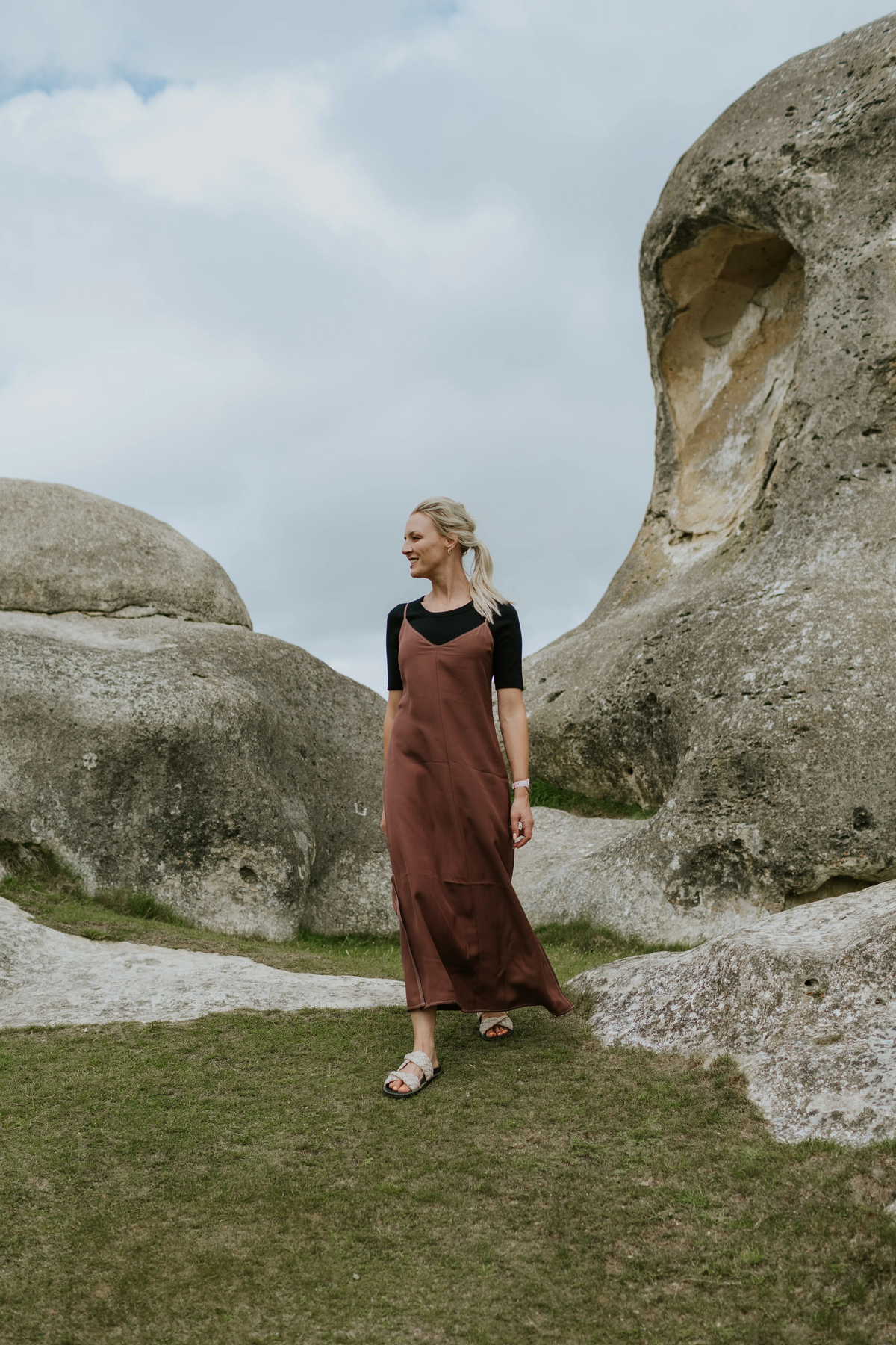 Lydia Womens Slip Dress || Cocoa