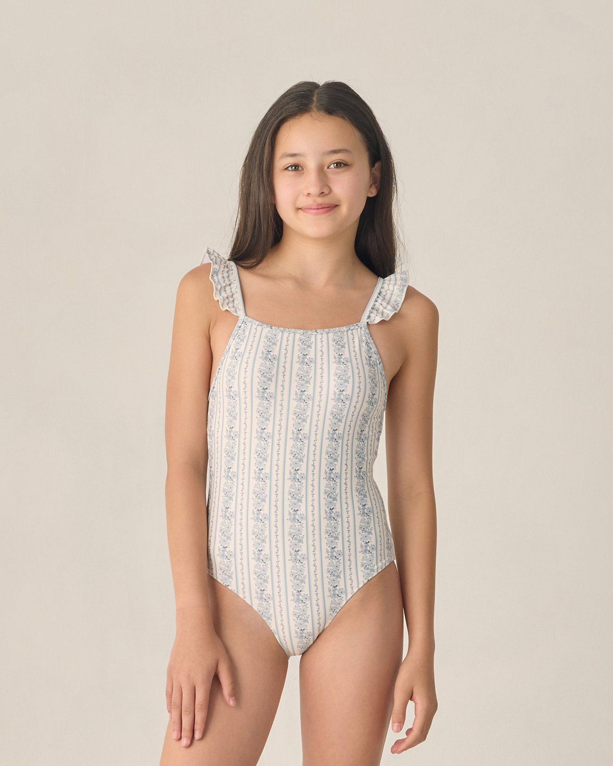 Teen One Piece Swim Suit || Blue Floral