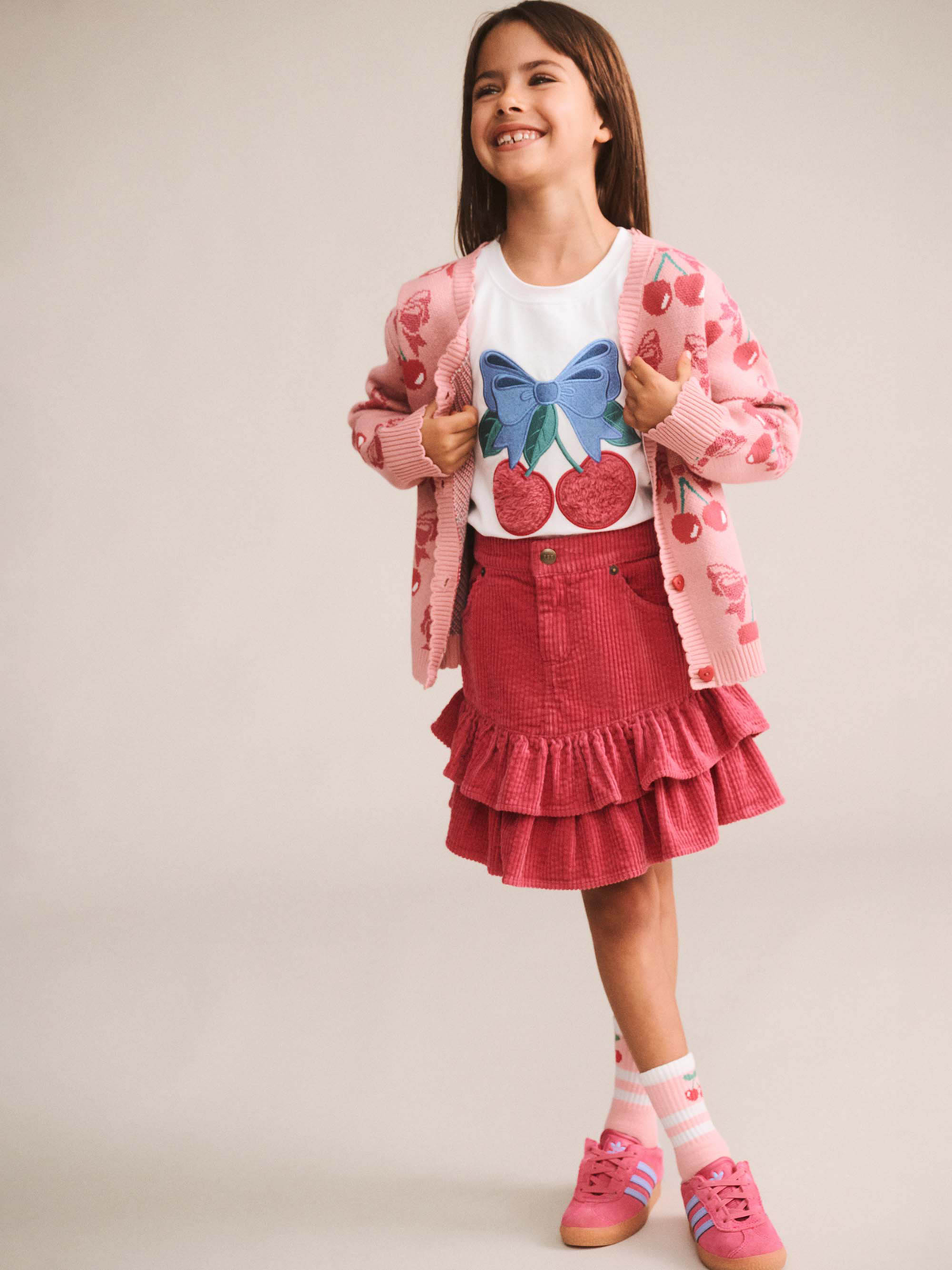 Cherry Bow Cardi || Vintage Pink
