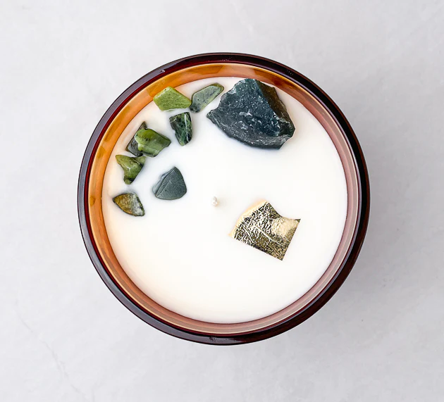 Moss Agate Crystal Candle Large Jar