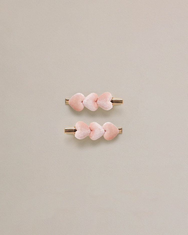 Velvet Heart Clips || Pink