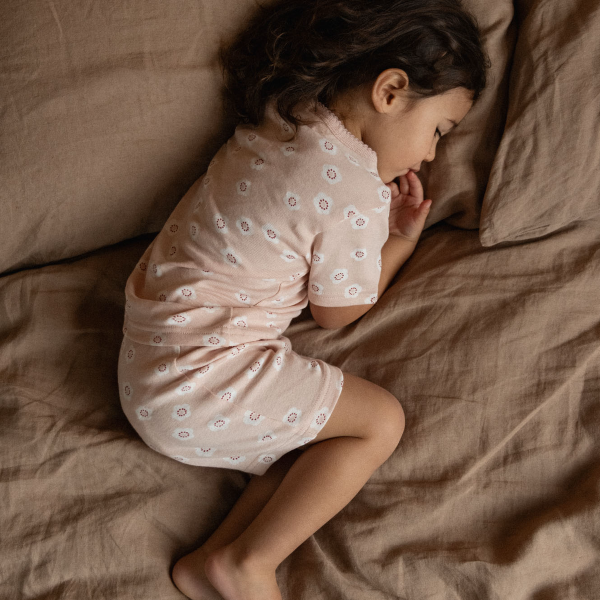 Shortie Pyjama Set || Flora Stamp Rose Dust
