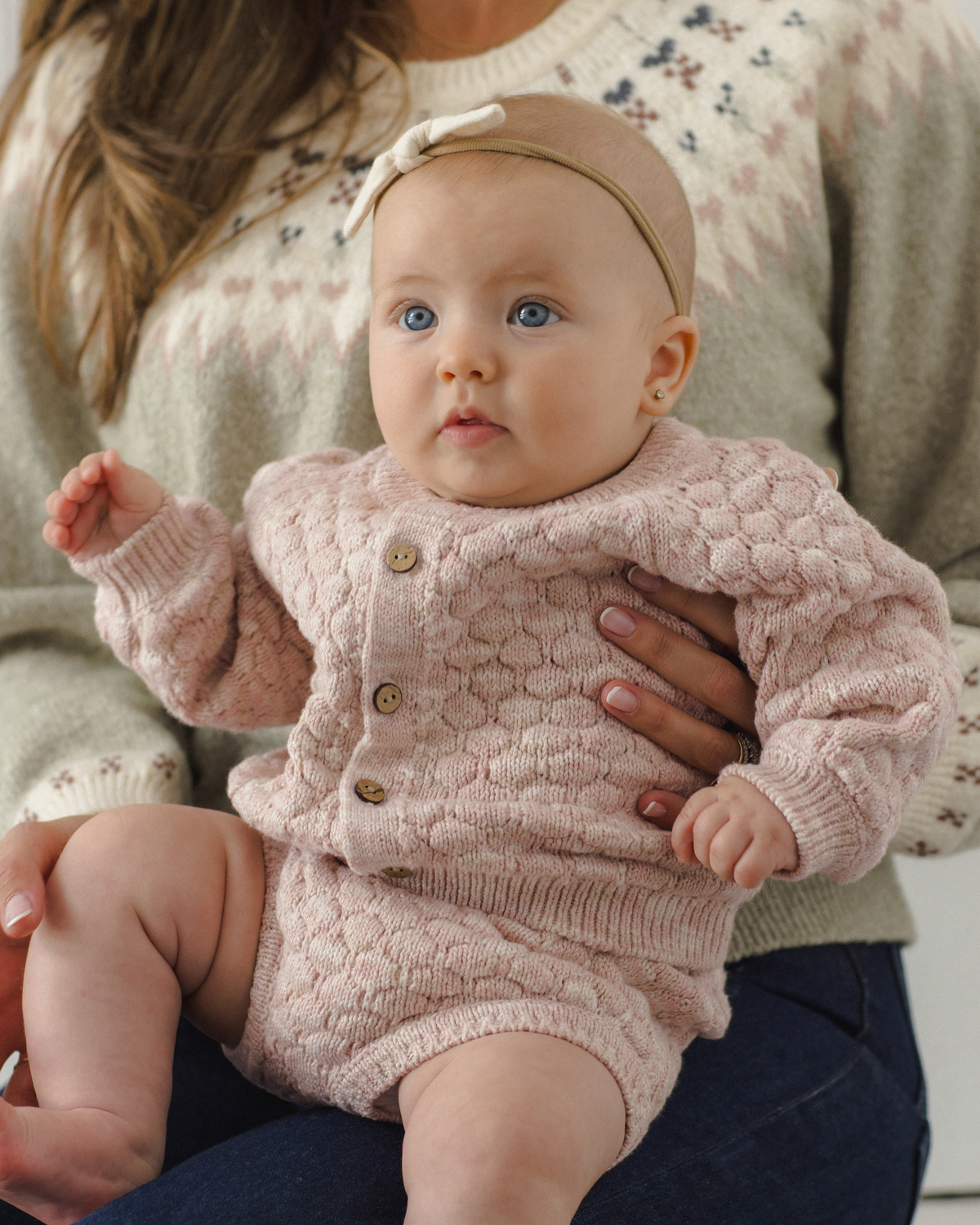 Bubble Knit Cardigan || Dusty Rose Speckle