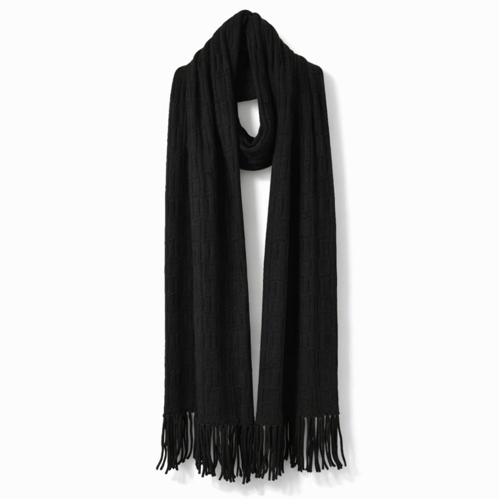 Adele - Cable Knit Scarf || Black