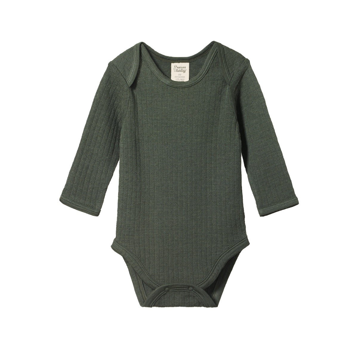 Long Sleeve Bodysuit Merino Pointelle || Thyme