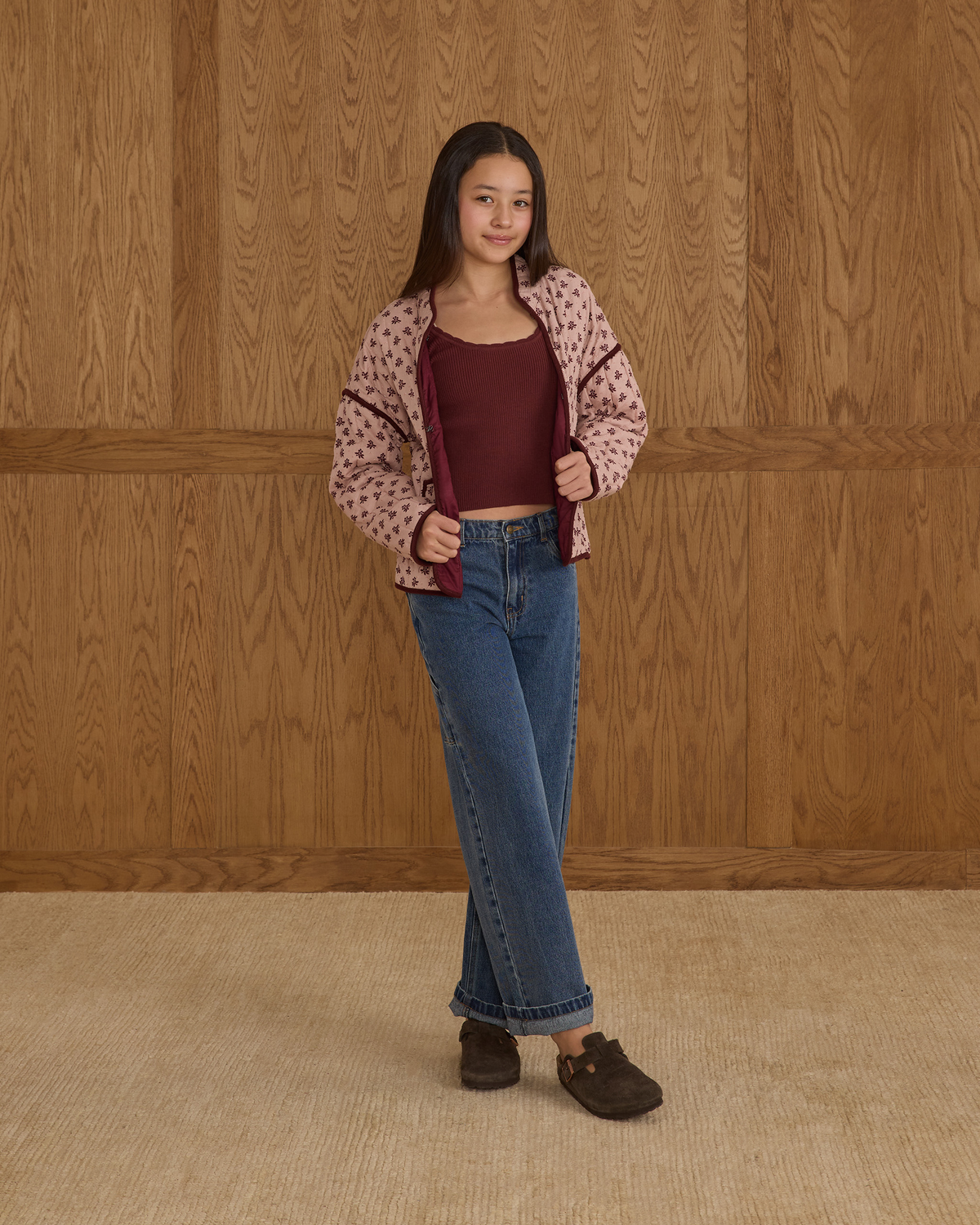 Scallop Tee Teen || Burgundy