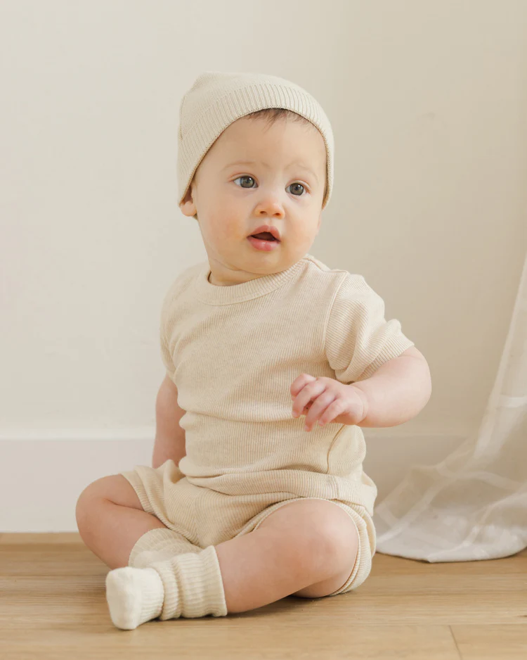 Baby Beanie || Heathered Natural