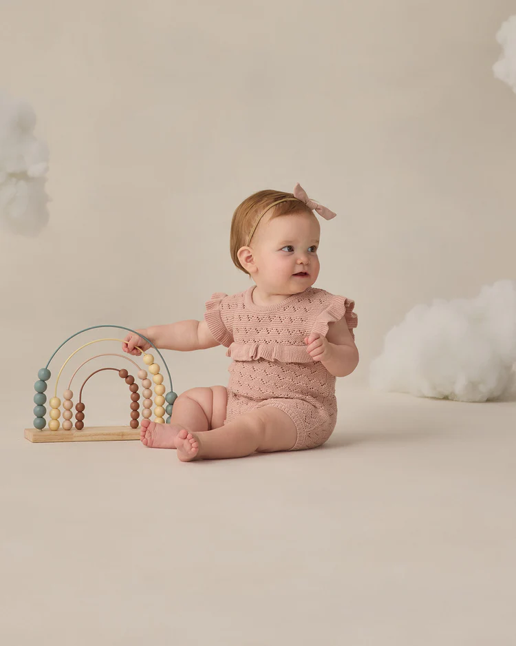 Pointelle Ruffle Romper || Blush