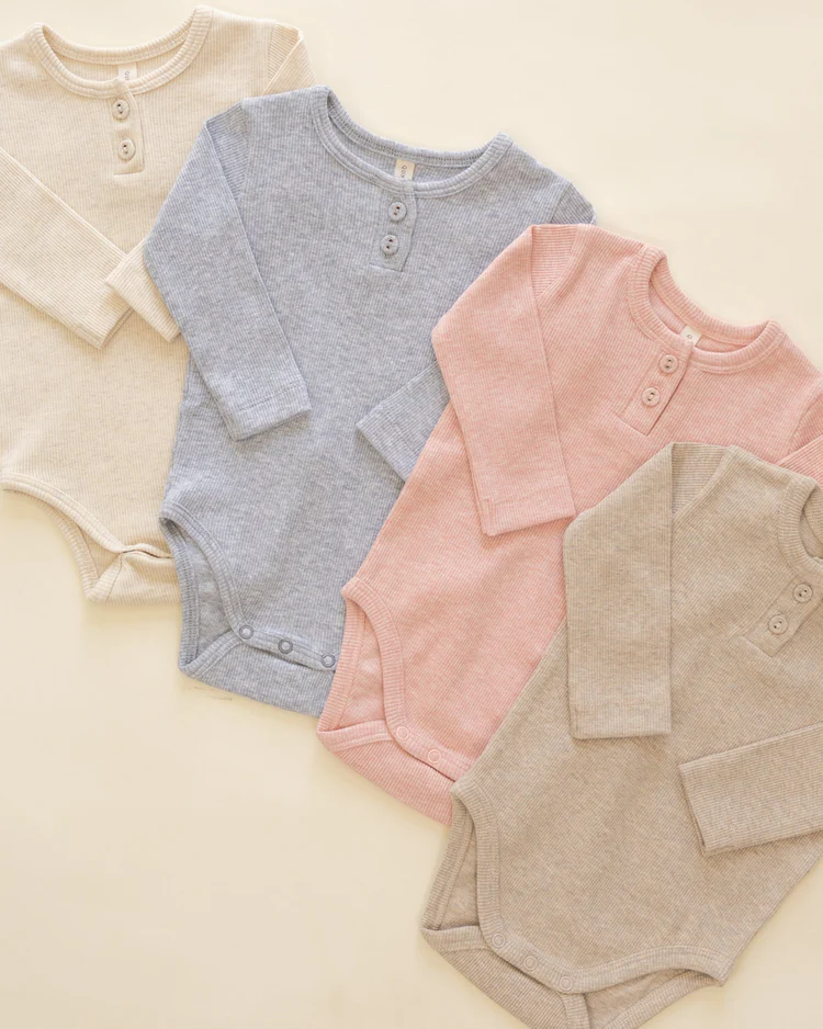 Ribbed Long Sleeve Onesie || Taupe