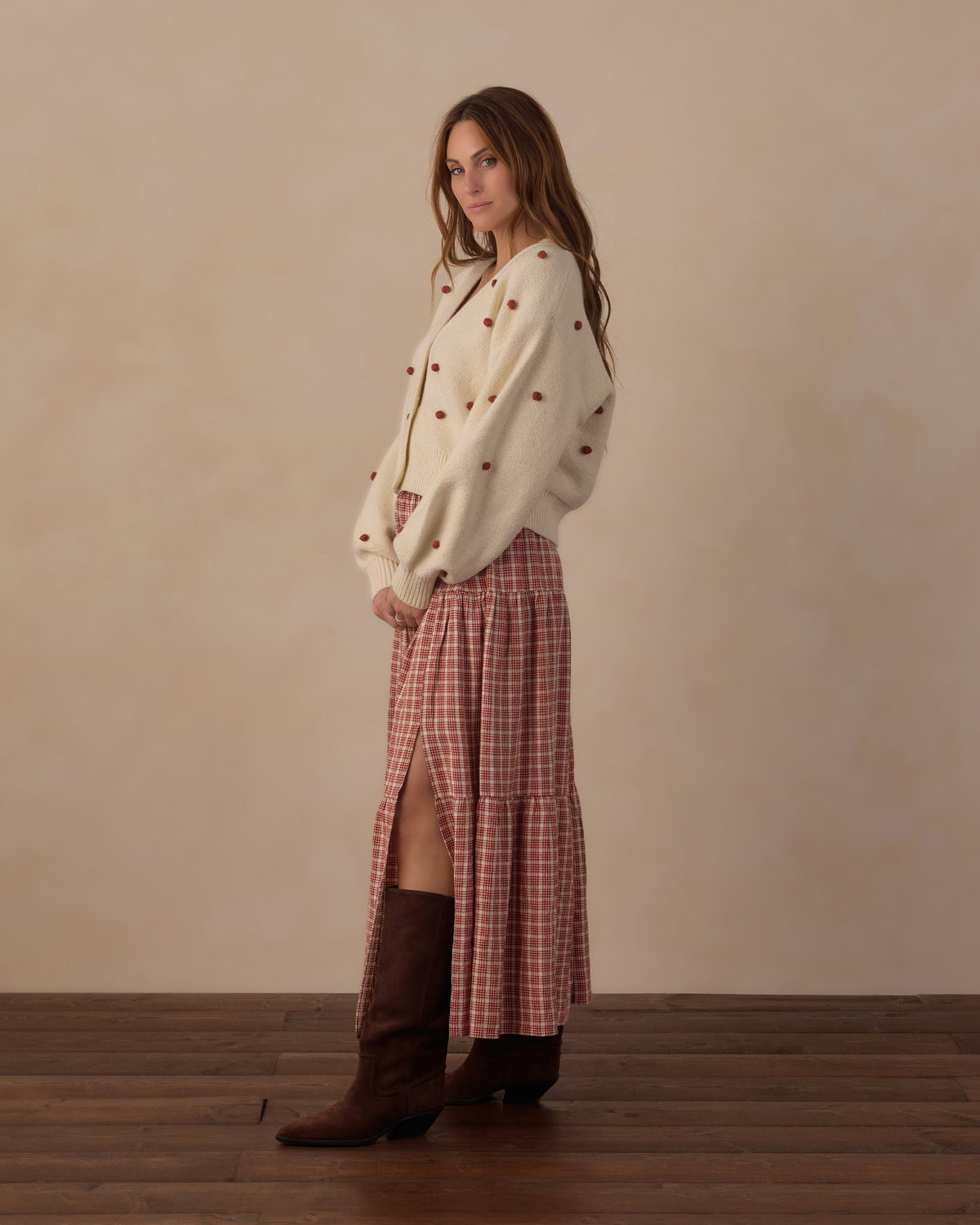 Womens Boxy Crop Cardigan || Ruby Bobble
