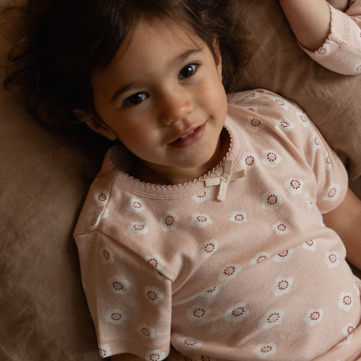 Shortie Pyjama Set || Flora Stamp Rose Dust