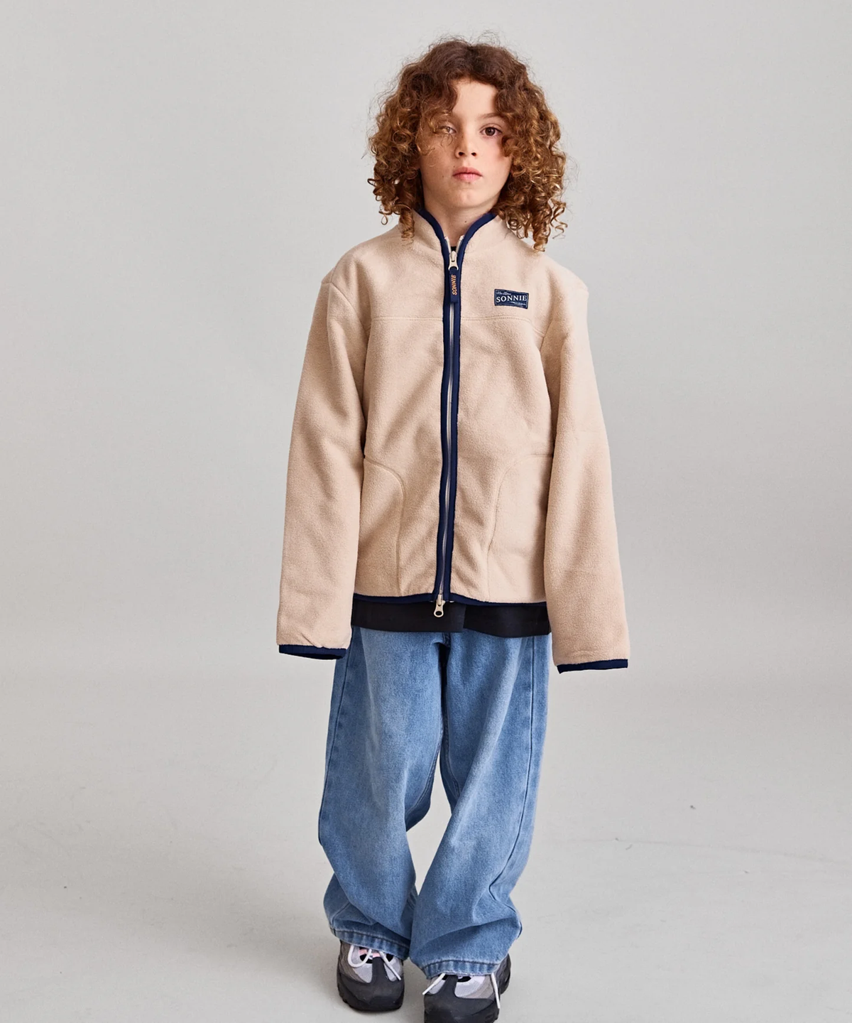 Max Zip Fleece Jacket || Natural/Navy