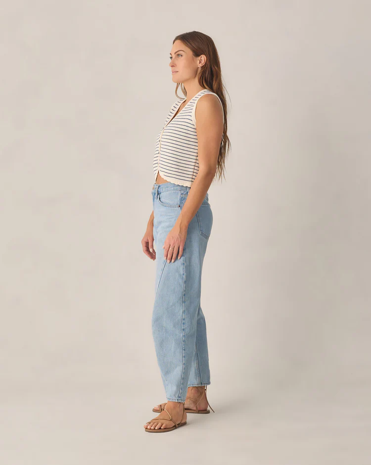 Womens Knit Vest || Marine Stripe