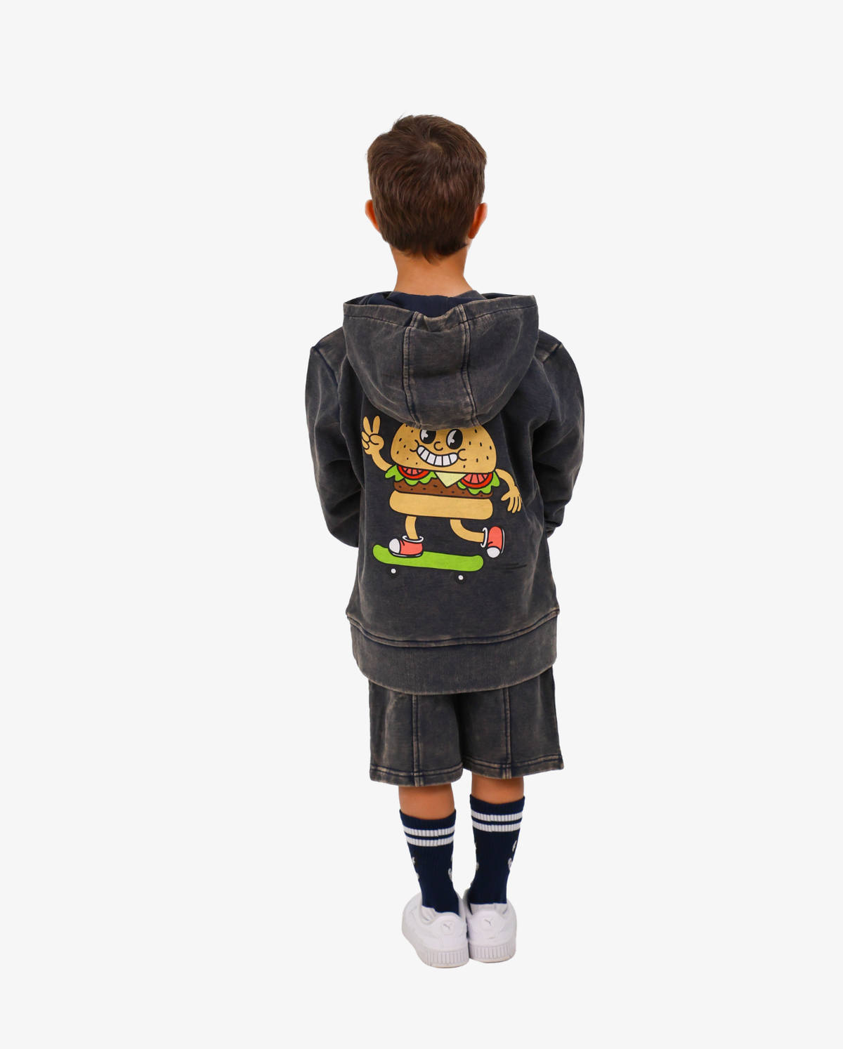Navy Wash Burger Hoodie