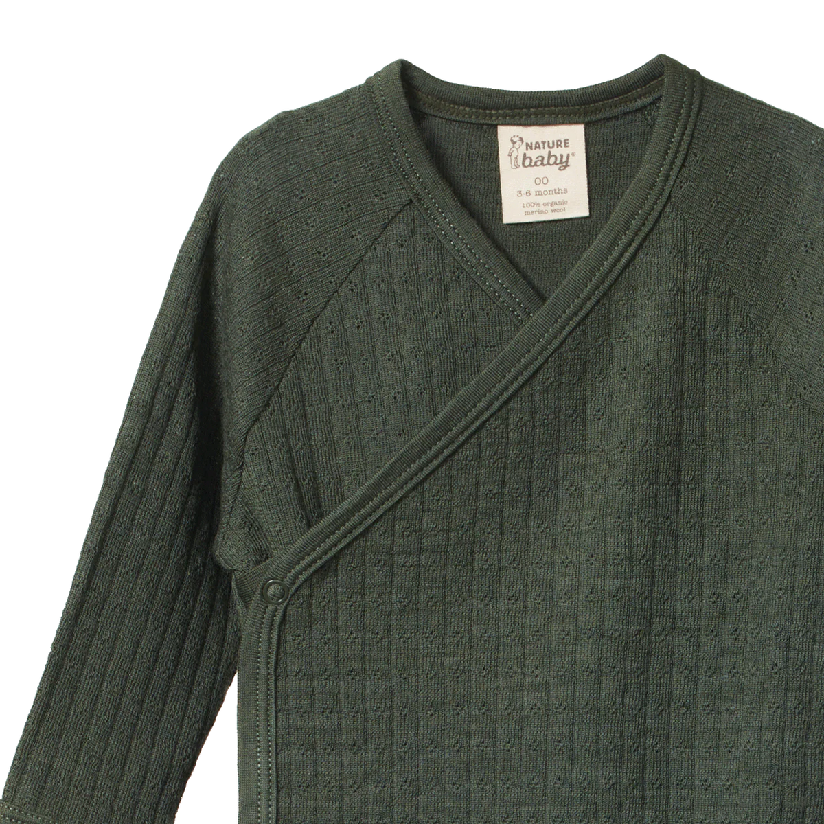 Merino Essentials Long Sleeve Kimono Bodysuit || Thyme