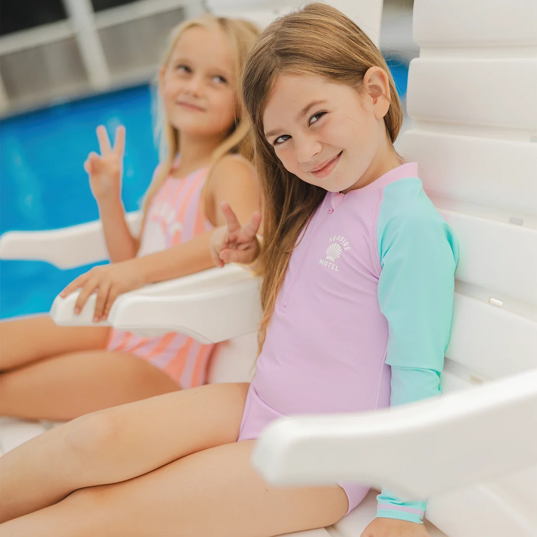 Long Sleeve Swimsuit || Poolside Colourblock