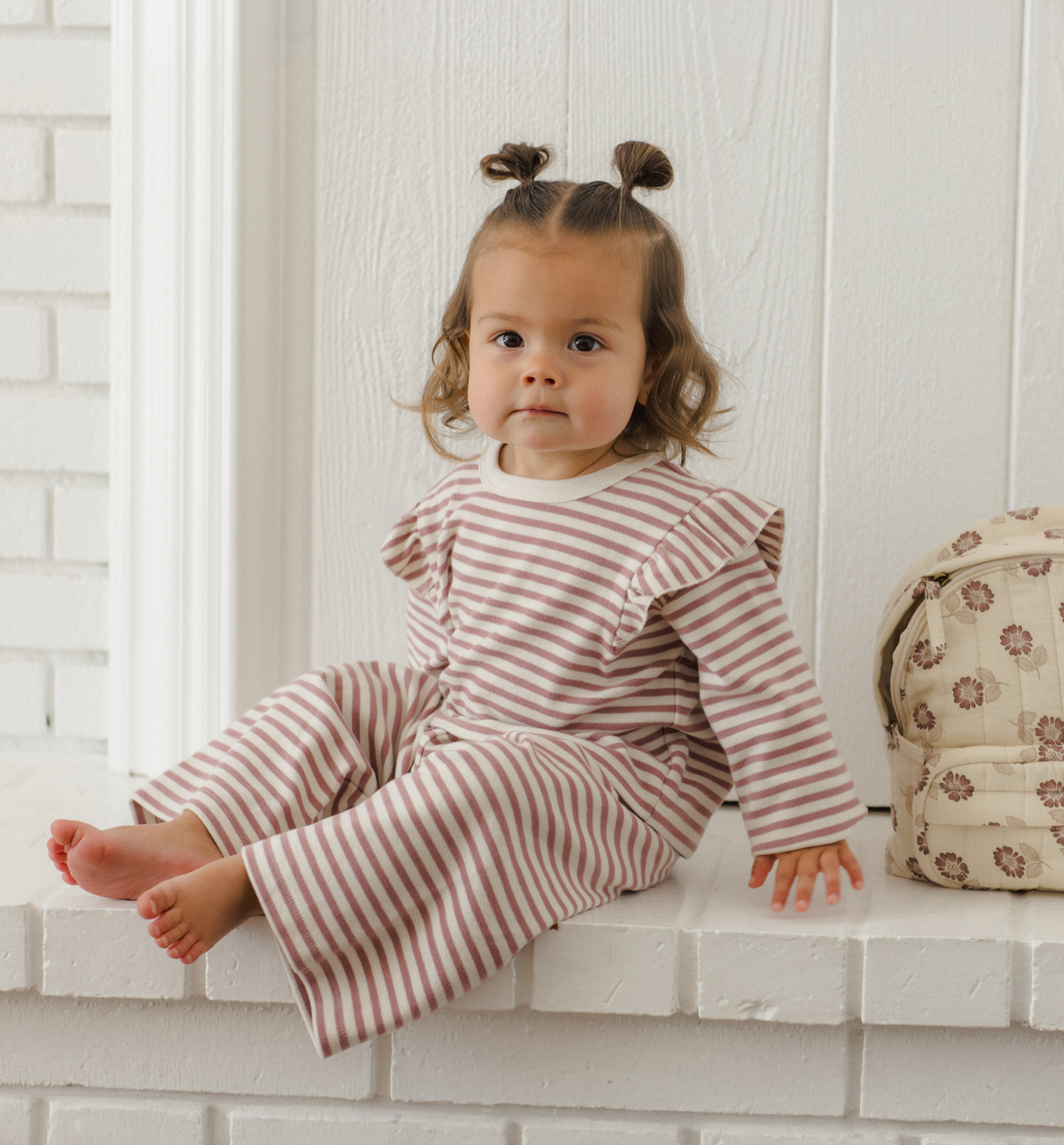 Ruffle Cosy Set || Mulberry Stripe