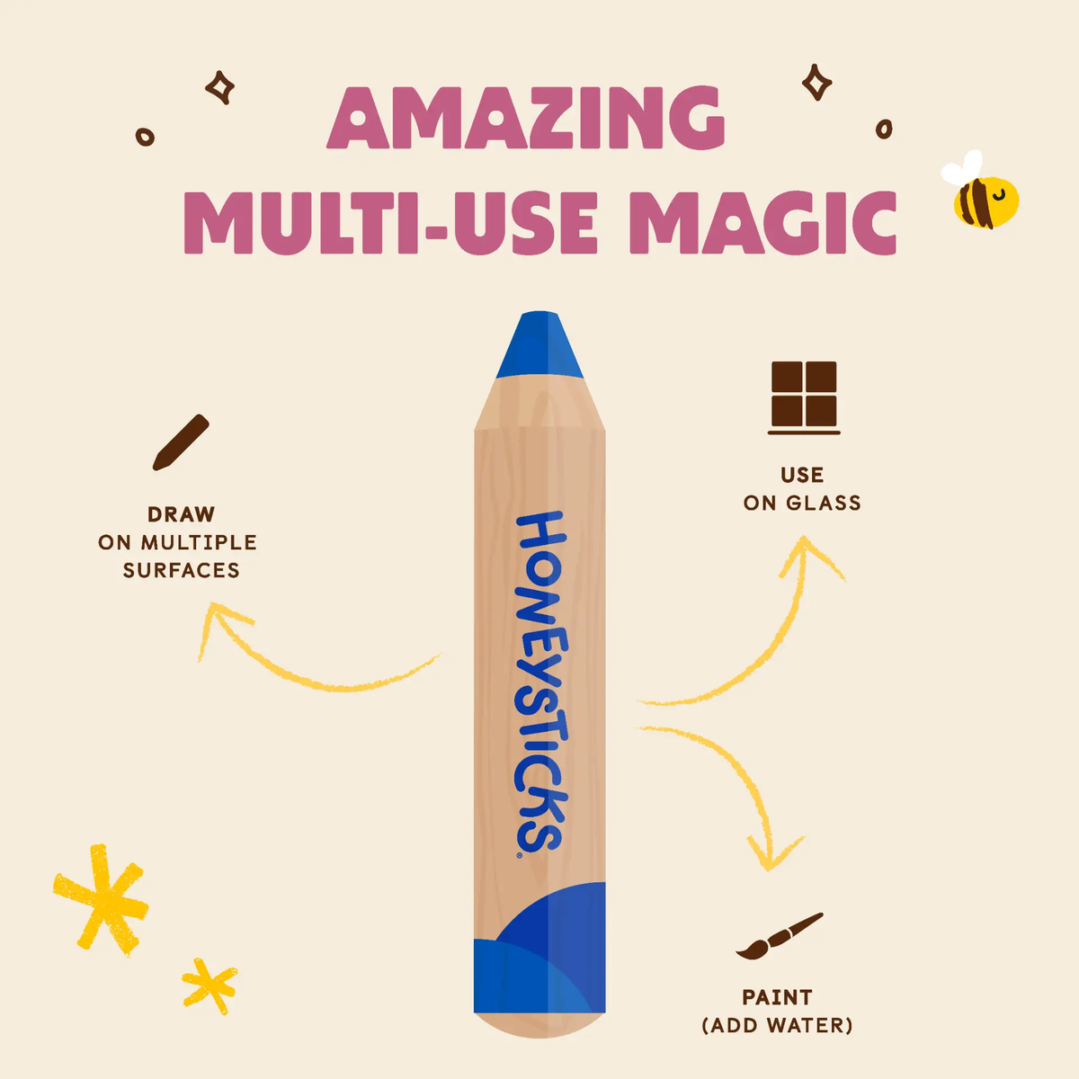 Magic 3 in 1 Beeswax Pencils Little Learner || 7 pack
