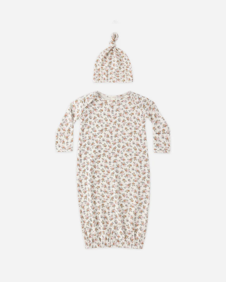 Bamboo Baby Gown + Hat || Wildflower